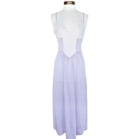 Vintage Purple Long Nylon Nightgown Sexy White Lace by Lady Cameo Medium - Picture 2 of 8